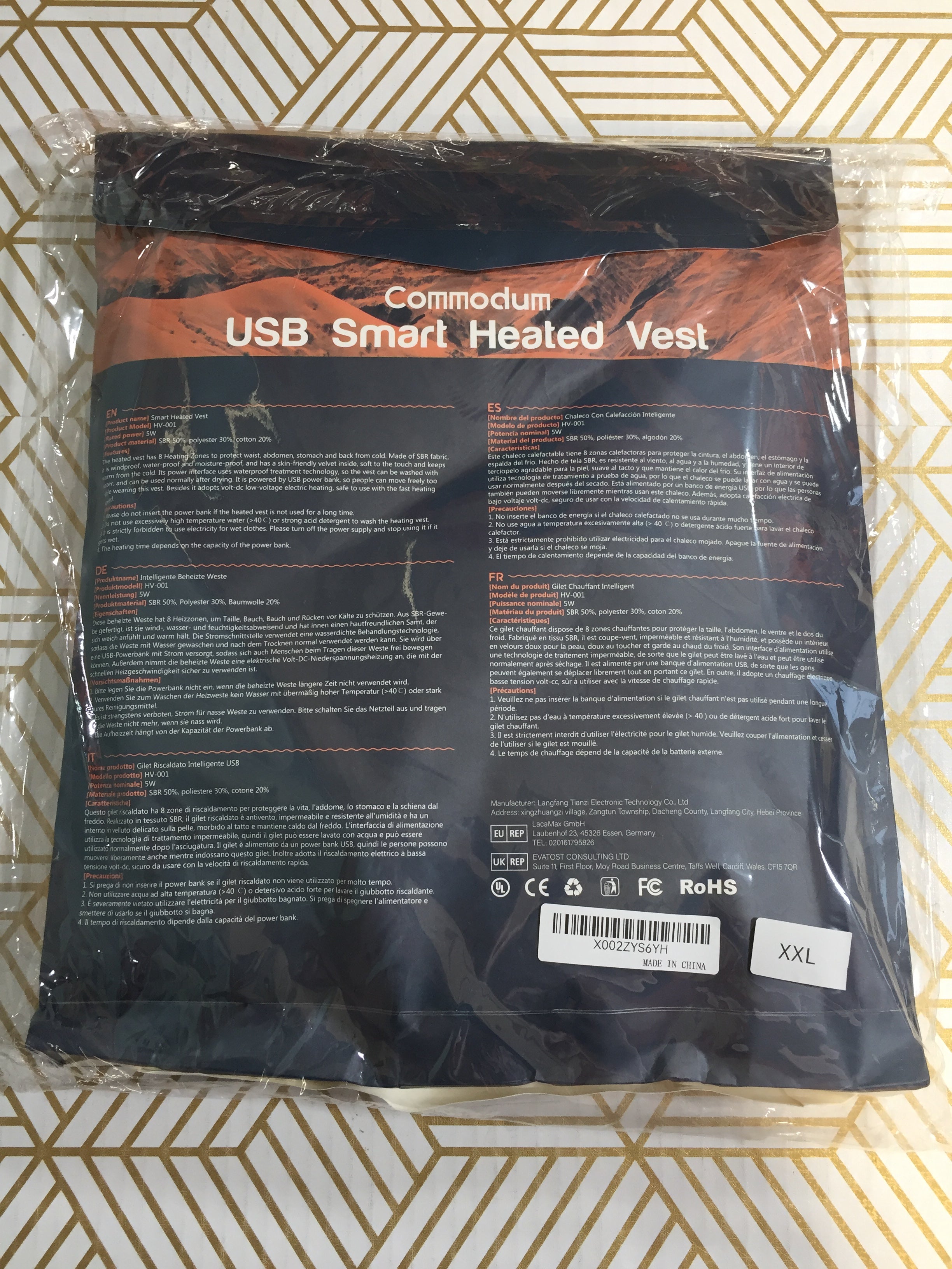 Commodum USB Smart Heated Unisex Vest XXL - Battery NOT Included (7734530670830)